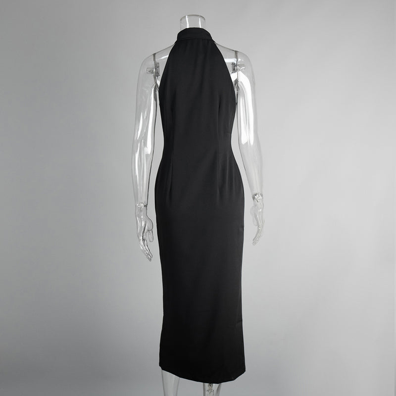 Polo Collar Slit Maxi Dress