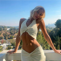 V-Neck Crop Top &amp; Skirt Set