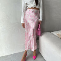 High-Grade French Printed Fishtail A-Line Skirt