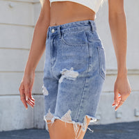 Summer Washed Casual Ripped Denim Shorts