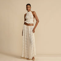Backless Lace-Up Halterneck Sling Top Set