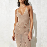 Knitted Hollow-Out Backless Cover-Up Dress