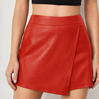 Casual High-Waist Faux Leather Shorts