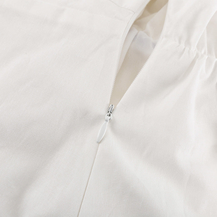 French Design Square Collar Slimming Puff Sleeve A-Line Dress