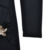 Pleated Long Sleeve Slim Fit Dress