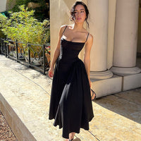 Waist-Trimming Slim Backless Sling Dress