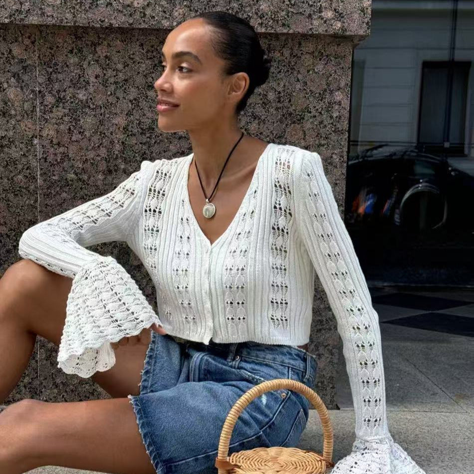Sexy Hollow Out Cutout Knitted Cardigan