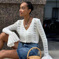 Sexy Hollow Out Cutout Knitted Cardigan