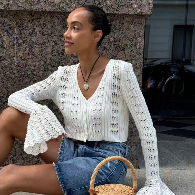 Sexy Hollow Out Cutout Knitted Cardigan