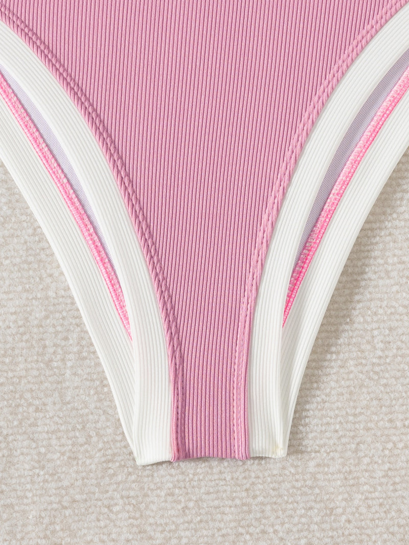 One-Shoulder Solid Color Swimsuit