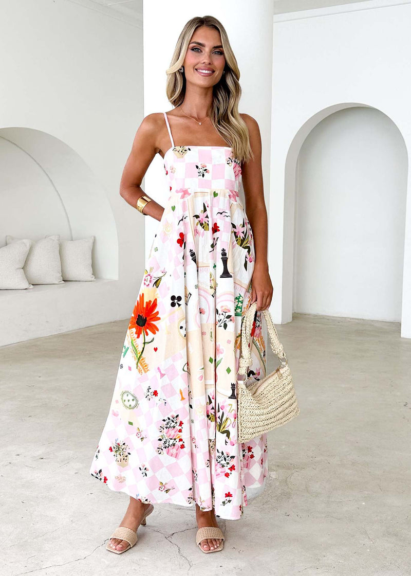 Summer Printed Backless Sexy Suspenders Large Swing High Waist Dress Women