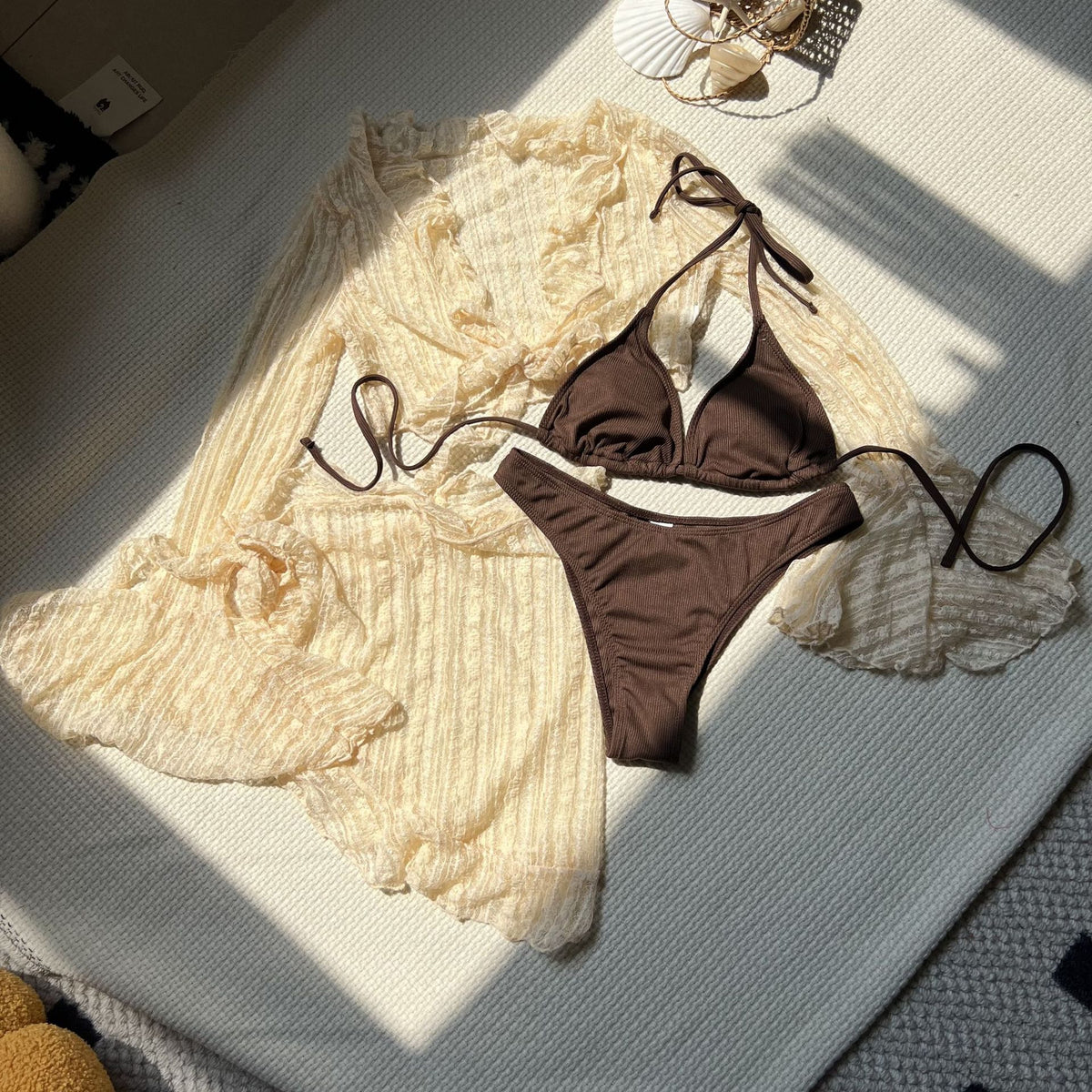 Lace Mesh Four-Piece Swimsuit Bikini 3 Piece-Set