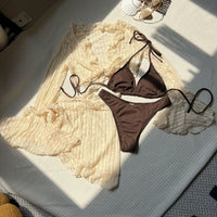 Lace Mesh Four-Piece Swimsuit Bikini 3 Piece-Set