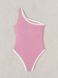 One-Shoulder Solid Color Swimsuit