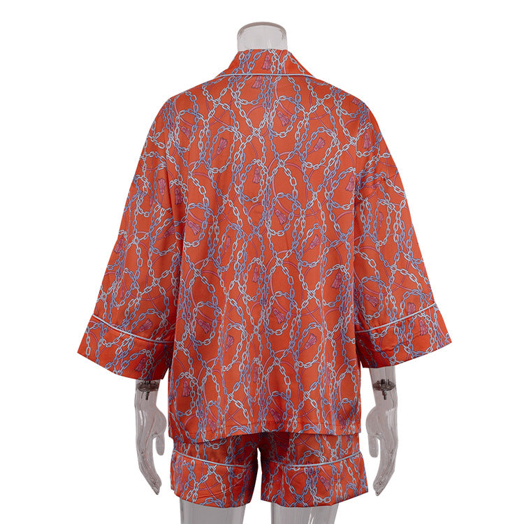 Printed Shirt &amp; Skirt Two-Piece Set