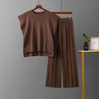 Ice Silk Sleeveless Top &amp; Wide Leg Pants Set