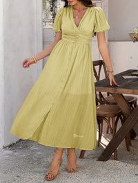 V-Neck High Waist Split Dress