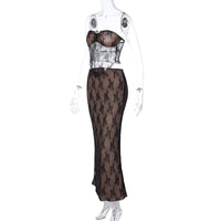 Elegant Lace Wrapped Chest Skirt Set