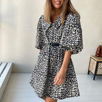 Peter Pan Collar Leopard Print Elegant Spring Dress