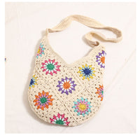 Ribbon Shoulder Large Straw Bag
