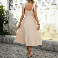 Summer Suspender A-Line Swing Stitching National Dress