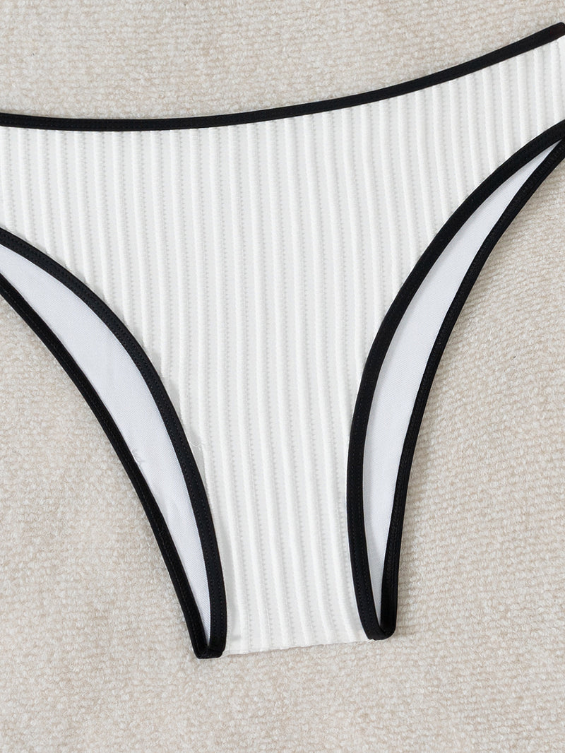 Women Seperated Swimwear Black White Swimsuit Bare Back Sexy Swimsuit