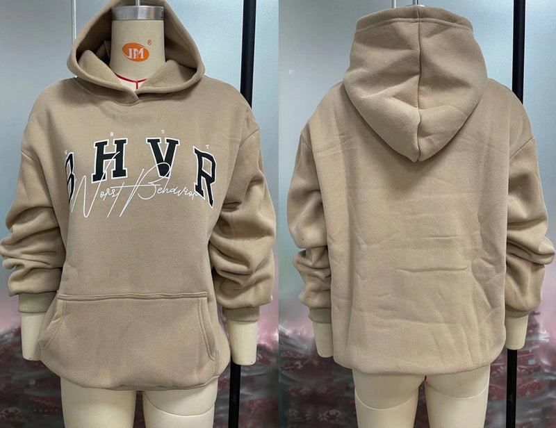 Graphic Print Velvet-Lined Hoodie