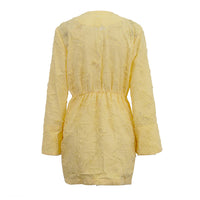 Spring Autumn Solid Color Jacquard Long Dress