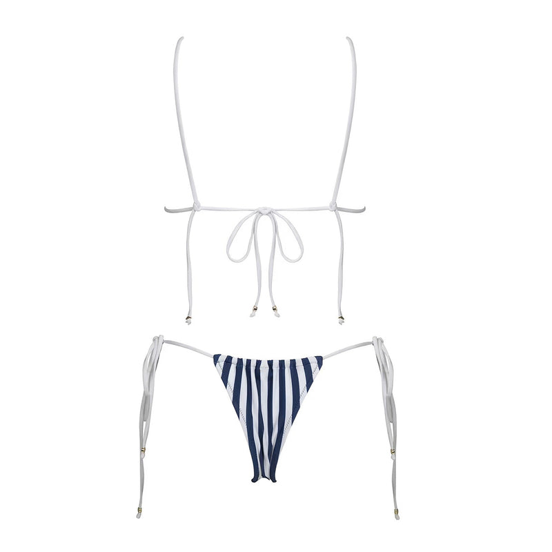 Striped Three-Piece Bikini Set