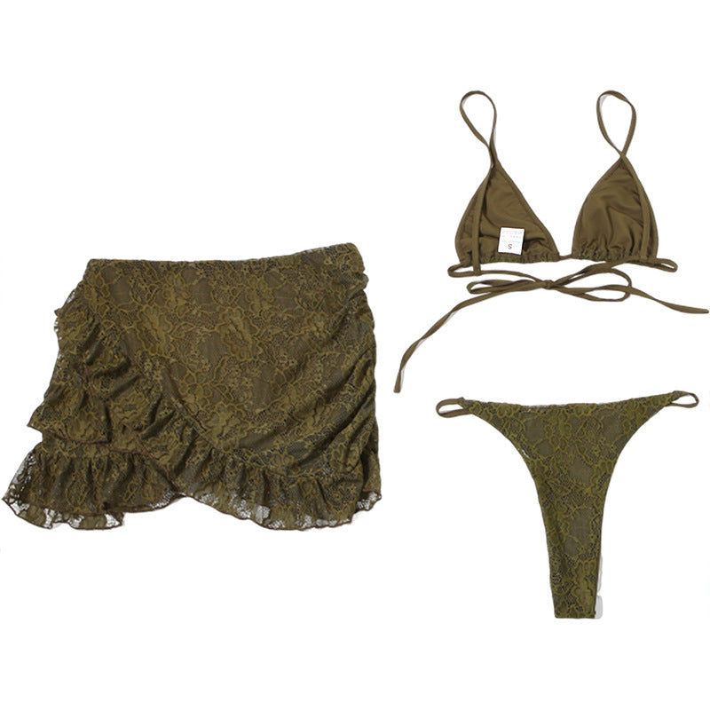 Lace Sling Bikini &amp; Skirt Set