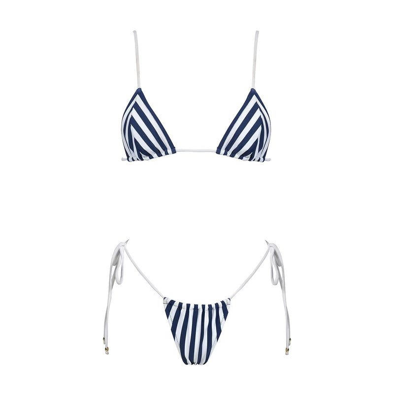 Striped Three-Piece Bikini Set