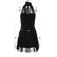 Halter Lace-Up Two-Piece Set