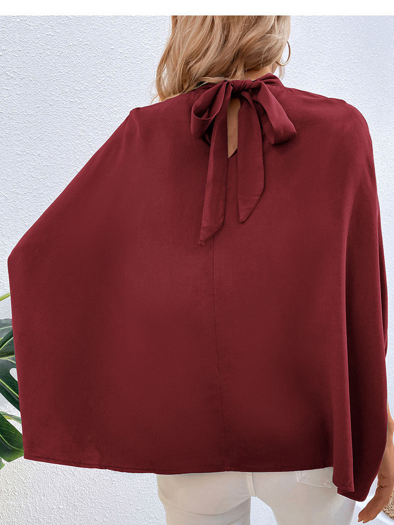 Solid Color Cutout Tie Shirt
