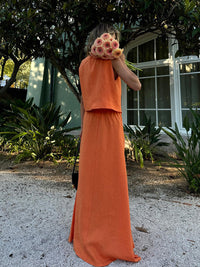 Cotton-Linen Vest &amp; Skirt Two-Piece Set