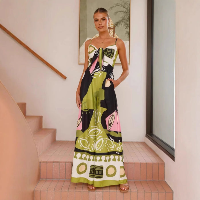 Printed Cropped Wide-Leg Jumpsuit