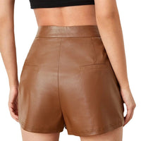 Casual High-Waist Faux Leather Shorts
