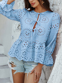 Casual Holiday Loose Lace-Up Blouse