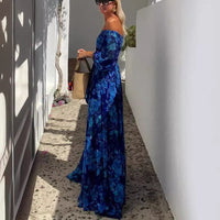 Off-Shoulder Printed Swing Maxi Dress