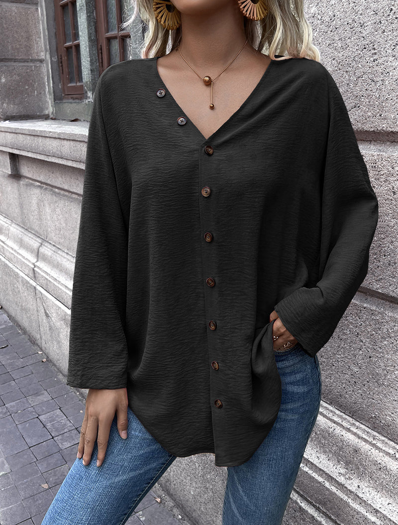 Single-Breasted Long-Sleeved Cardigan Shirt