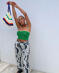 Contrast Stitch Cutout Crop Top