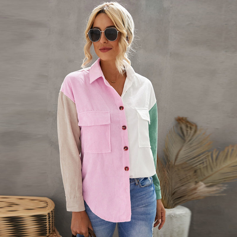 Color Block Loose Shirt