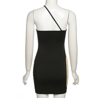 Spring and Summer Mesh One-Shoulder Sheath Dress