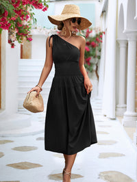 Summer Women Clothing Shoulder Smocking Dress