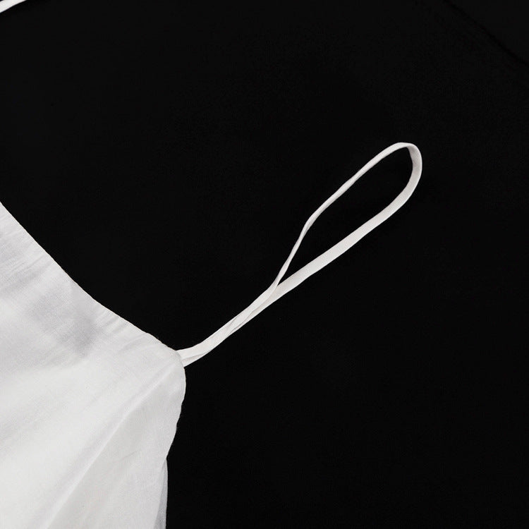 French Satin Drape Sleeveless Dress