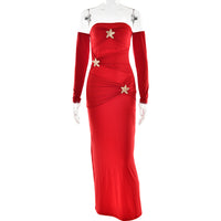 Pleated Long Sleeve Slim Fit Dress