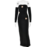 Pleated Long Sleeve Slim Fit Dress