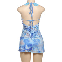 Halter V-Neck Backless Mini Dress