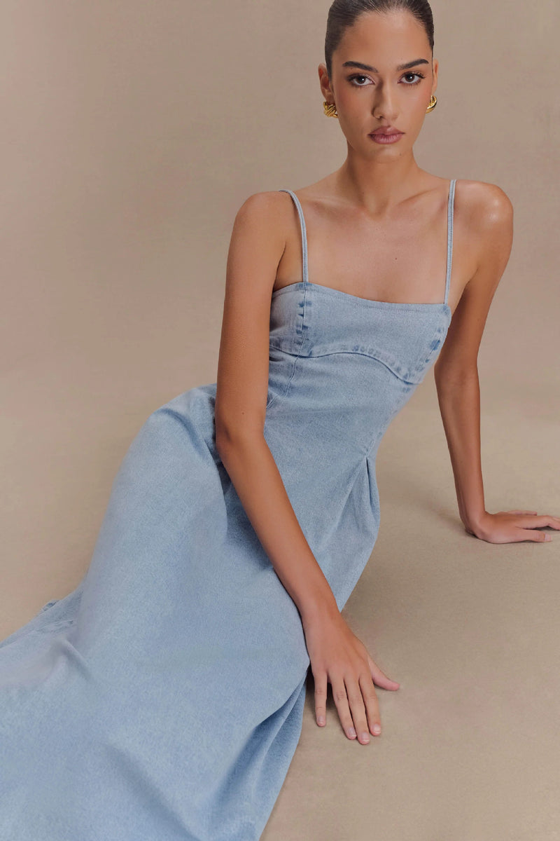 Denim Tube Top Long Dress