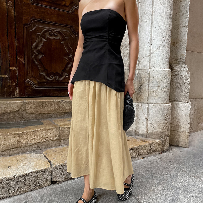 Spring Summer Contrast Color Popular Sleeveless Two-Piece Set