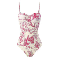 Retro Lace-Up One-Piece Swimsuit with Bag
